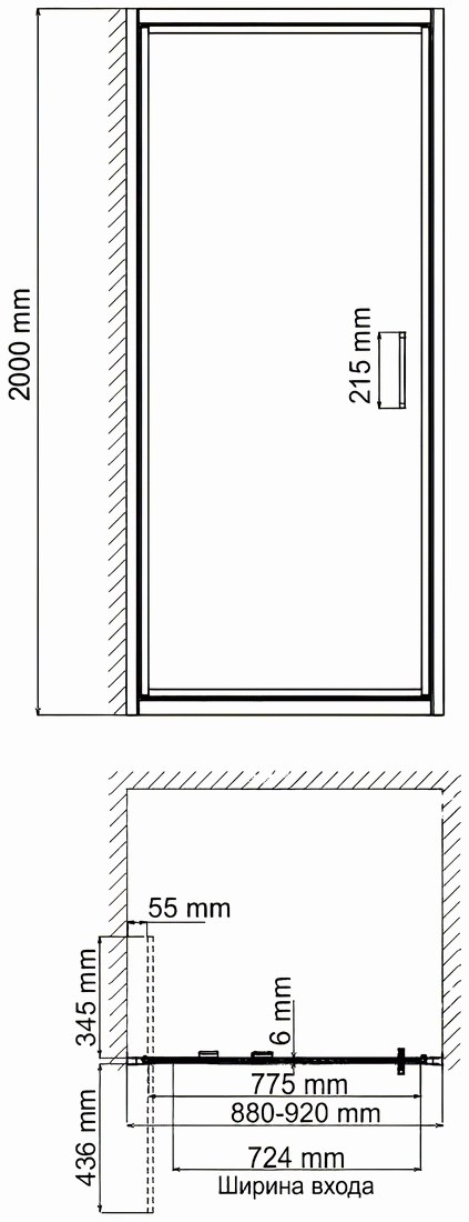 WasserKraft Salm 27I04 Душевая дверь 900x2000