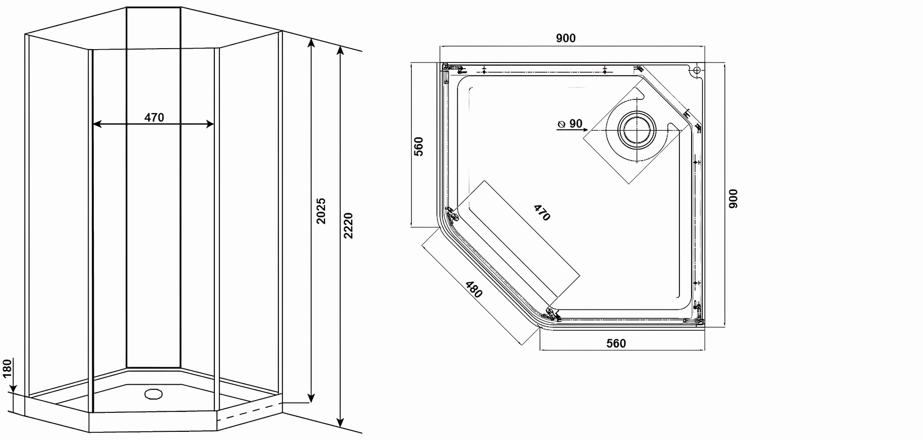 Timo Ilma Black 709 Душевая кабина 90x90x222