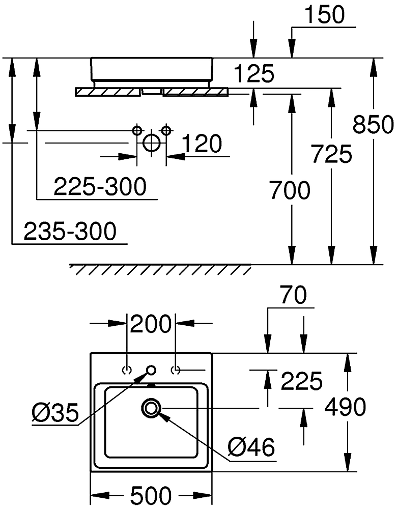 Grohe Cube Ceramic 39478 00H Раковина свободностоящая 500x490