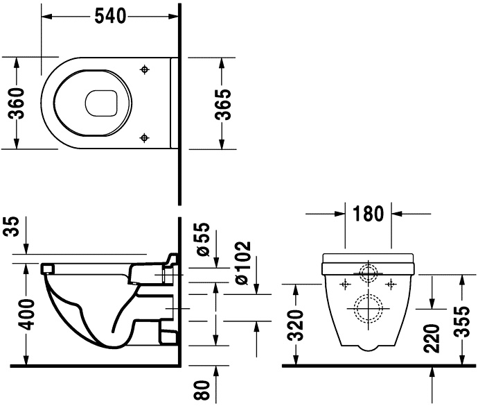 Duravit Starck 3 220009/006389  Унитаз подвесной с крышкой SoftClose