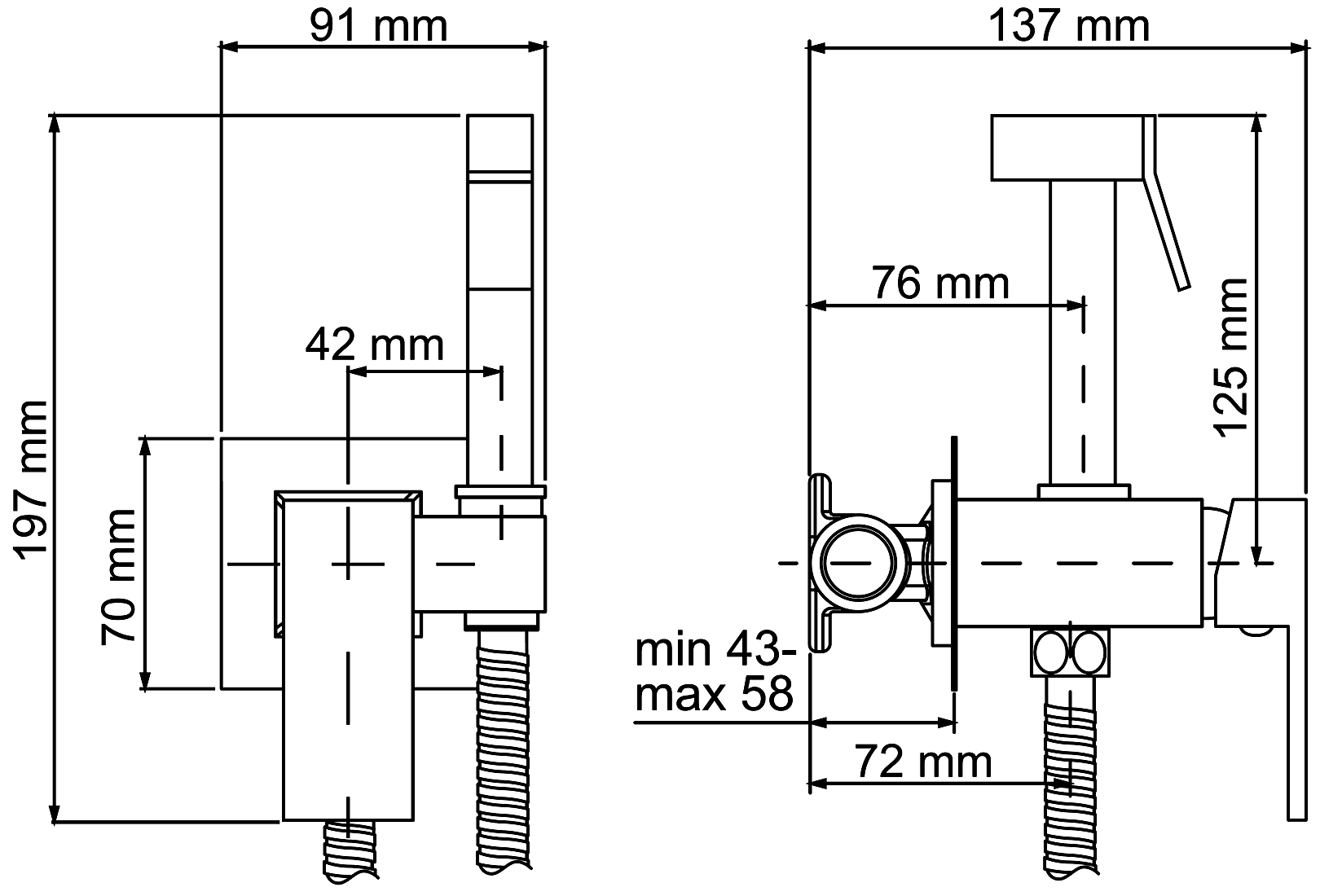 WasserKraft A71638 Встраиваемый смеситель с гигиеническим душем (чёрный)