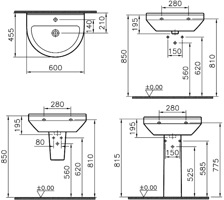 Vitra S50 5302B003-0001  Раковина 600x455