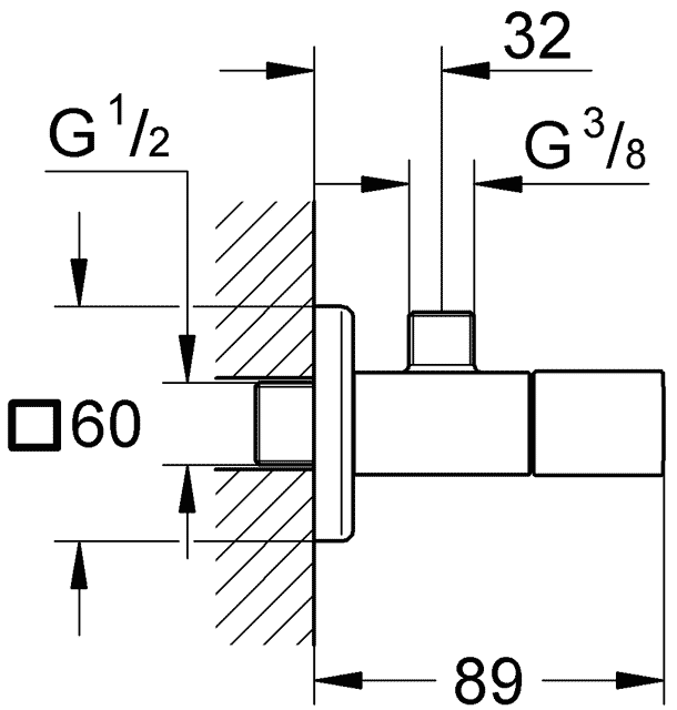 Grohe Eurocube 22012 000 Угловой вентиль 3/8"