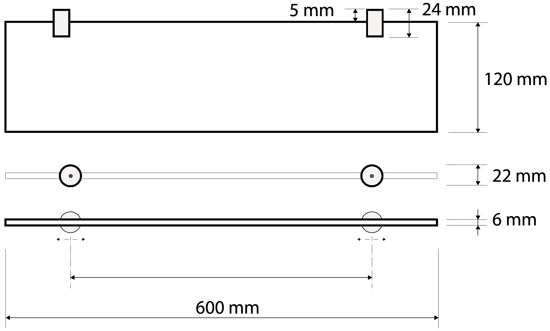 Bemeta Alfa 102402242 Полка стеклянная 600x120