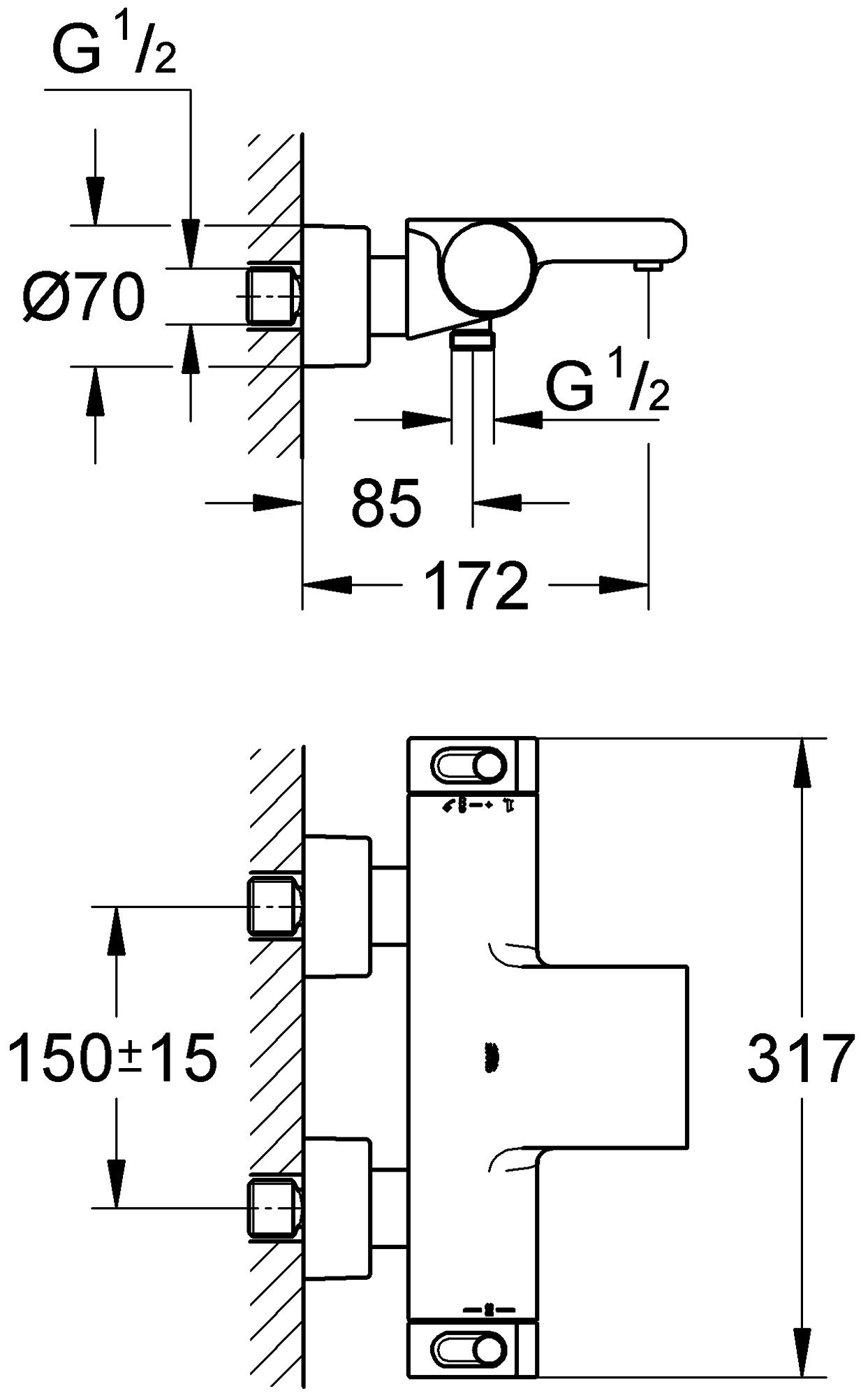 Grohe Grohtherm 2000 34174 001 Термосмеситель для ванны (каскадный излив)