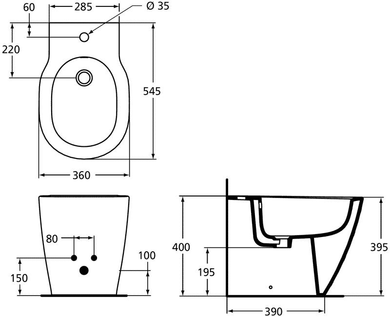 Ideal Standard Connect E7995 01  Биде напольное