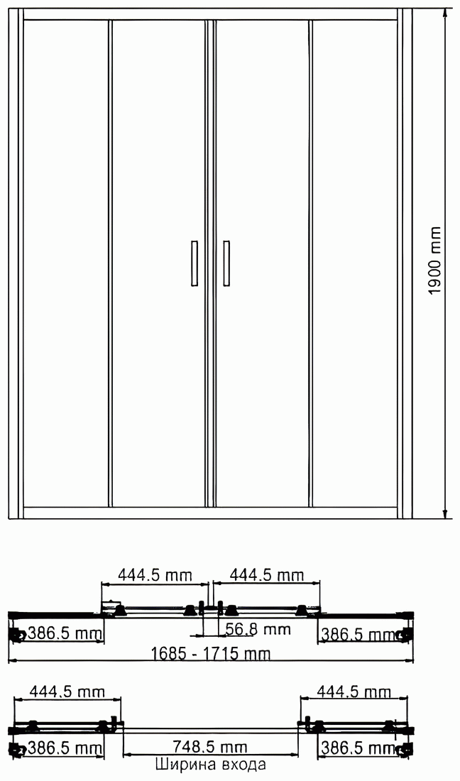 WasserKraft Lippe 45S09 Душевая дверь 1700x1900