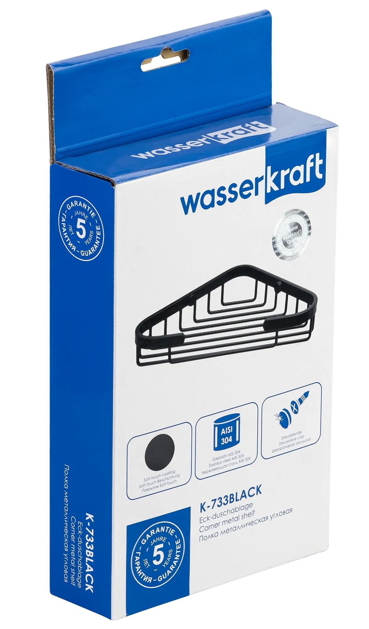 WasserKraft Elbe K-733BLACK Полочка-решётка угловая (чёрный)