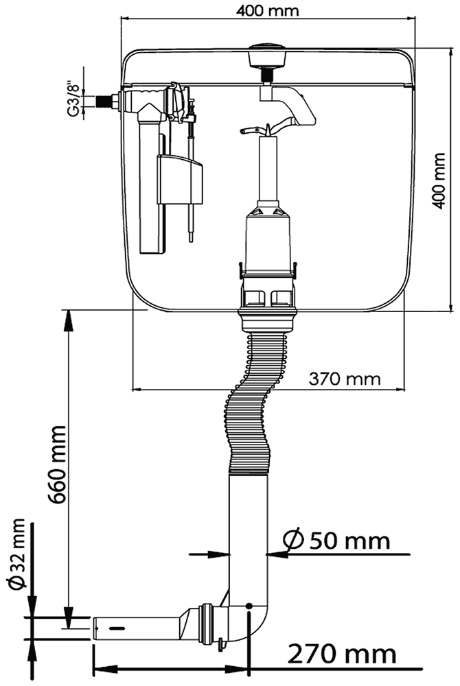 Creavit Hisar 56005 Пластиковый бачок для унитаза средний (Gama)