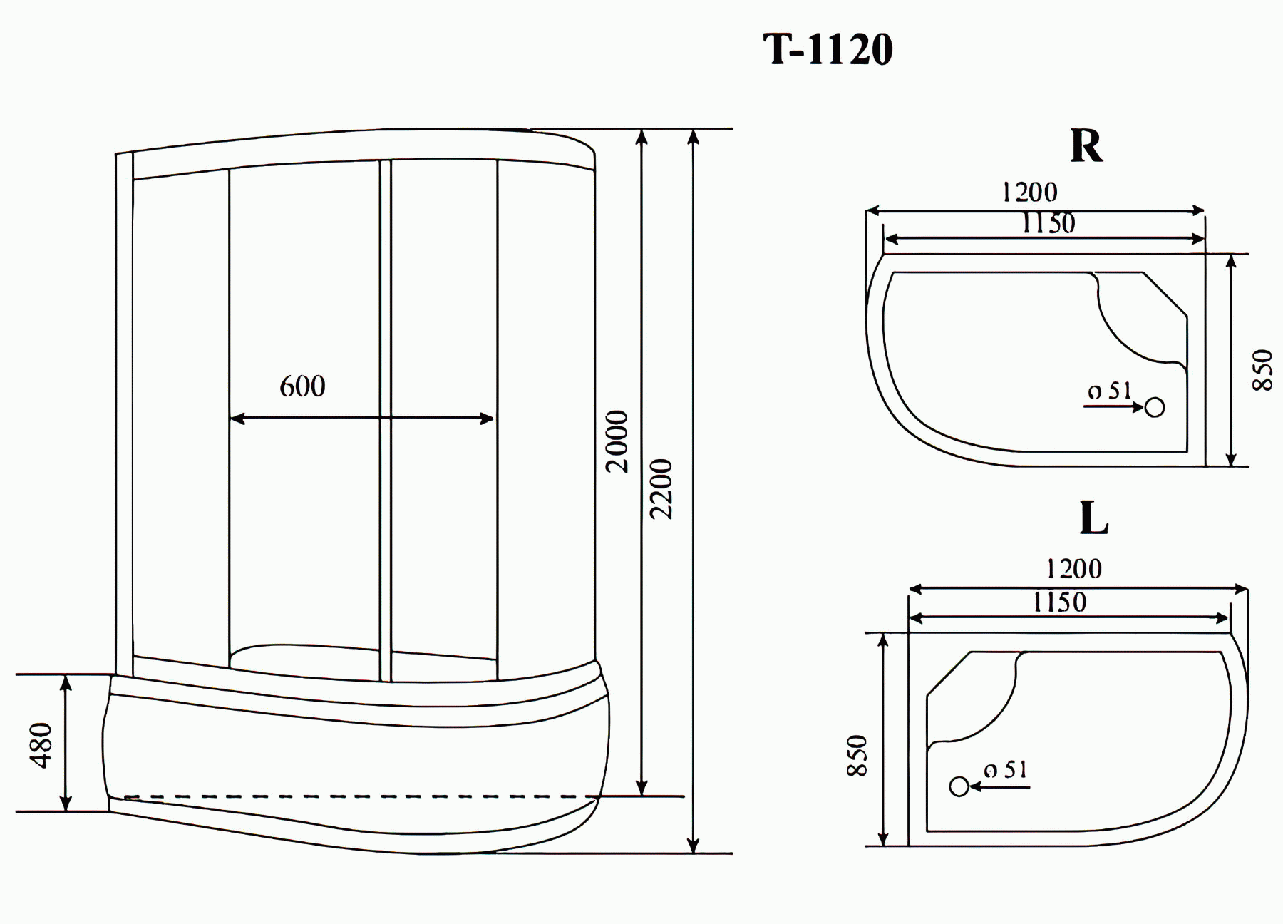 Timo Comfort T-8820L Clean Glass Душевая кабина 120x85x220