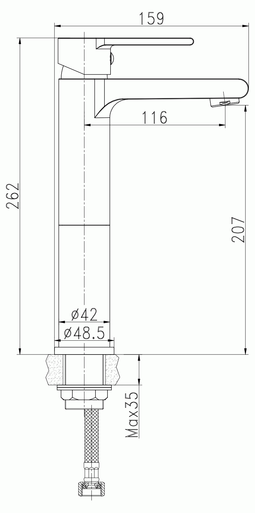 Cersanit Brasko Black 63111 Смеситель для свободностоящей раковины