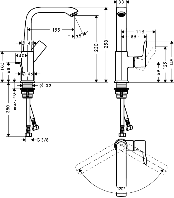 Hansgrohe Metris 31087 000  Смеситель для раковины с поворотным изливом (ComfortZone 230)