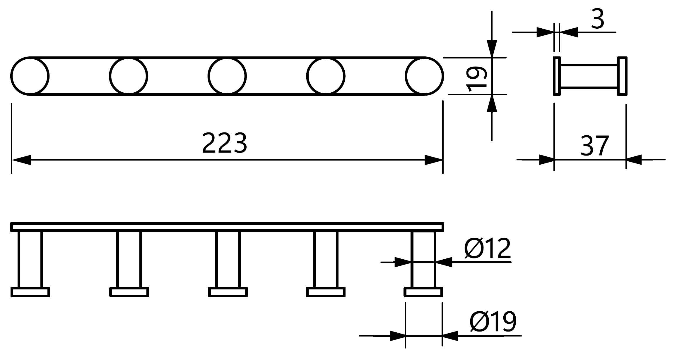 Langberger 28035A Планка 5 крючков