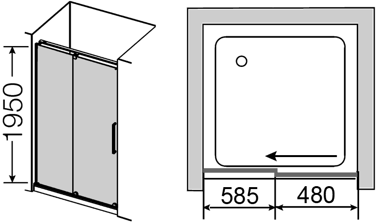 Provex S-LITE 0007 SN 05GL-L  Дверь 1200x1950 в душевой проём (прозрачное стекло)