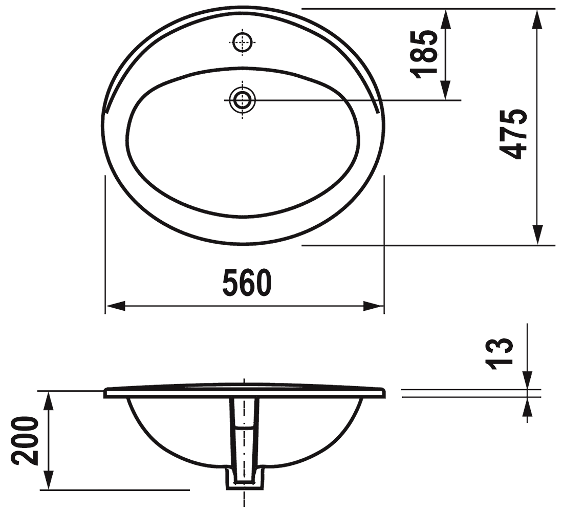 Roca Adora 327203000 Раковина врезная 560x475