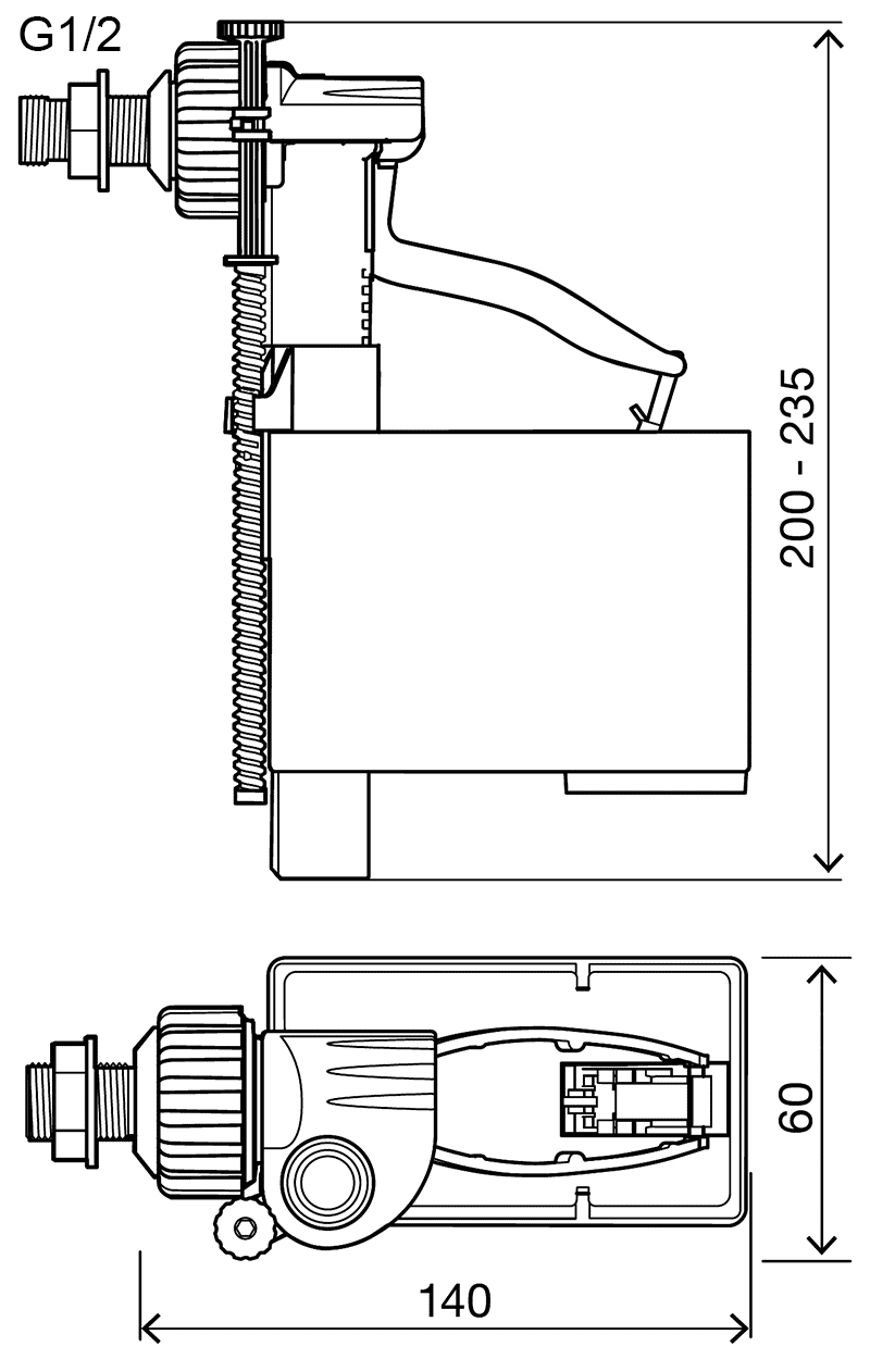 Oliveira JOLLY UNI 560170 Наливной механизм 1/2" для унитаза с боковым подводом (латунь)