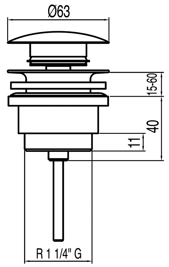 TRES 13454010  Слив Ø63x1-1/4" для раковины Click-Clack