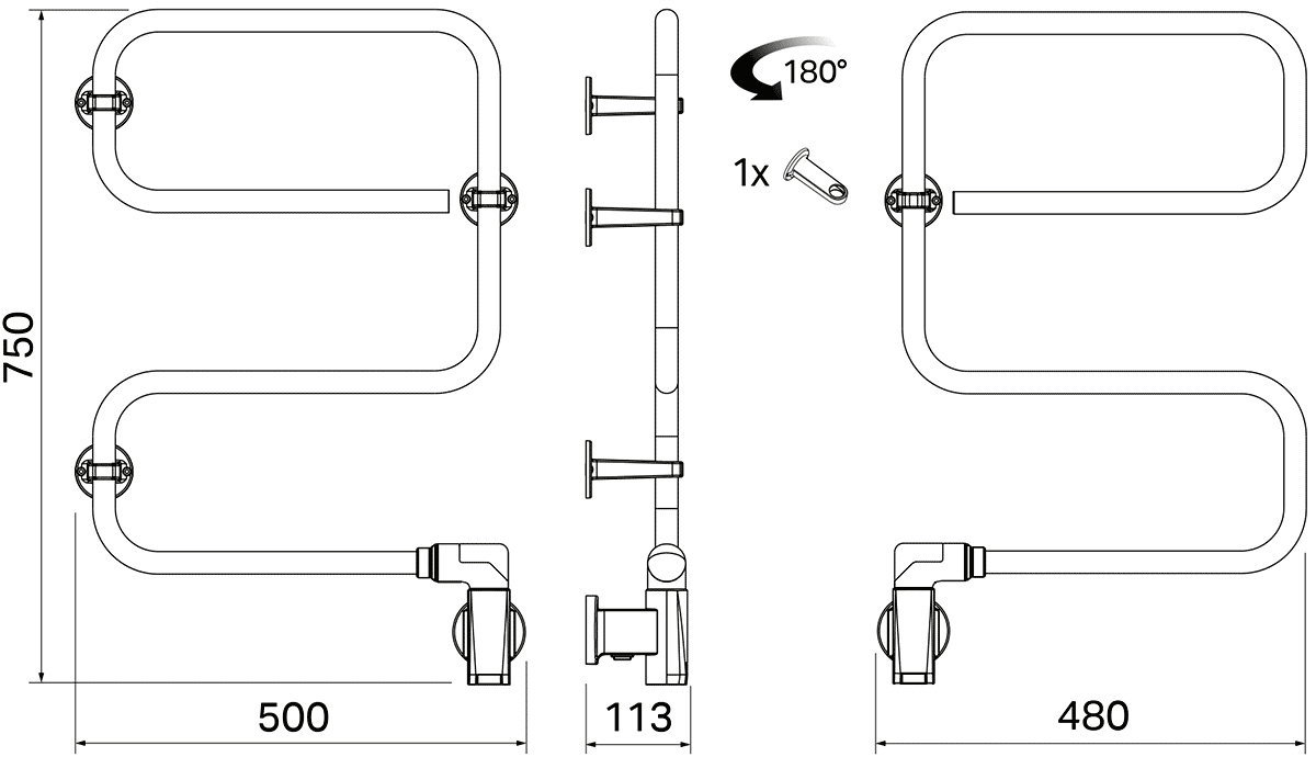 PAX TR65-i 3514-6 Momento Электрический полотенцесушитель 40 Вт (хром)