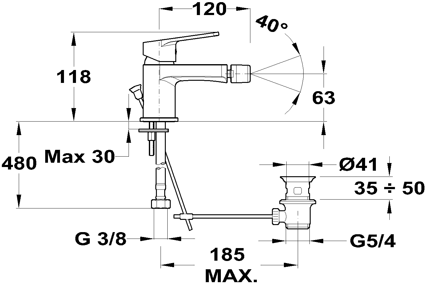 Mofem Zenit 154-1913-00 Смеситель для биде с донным клапаном