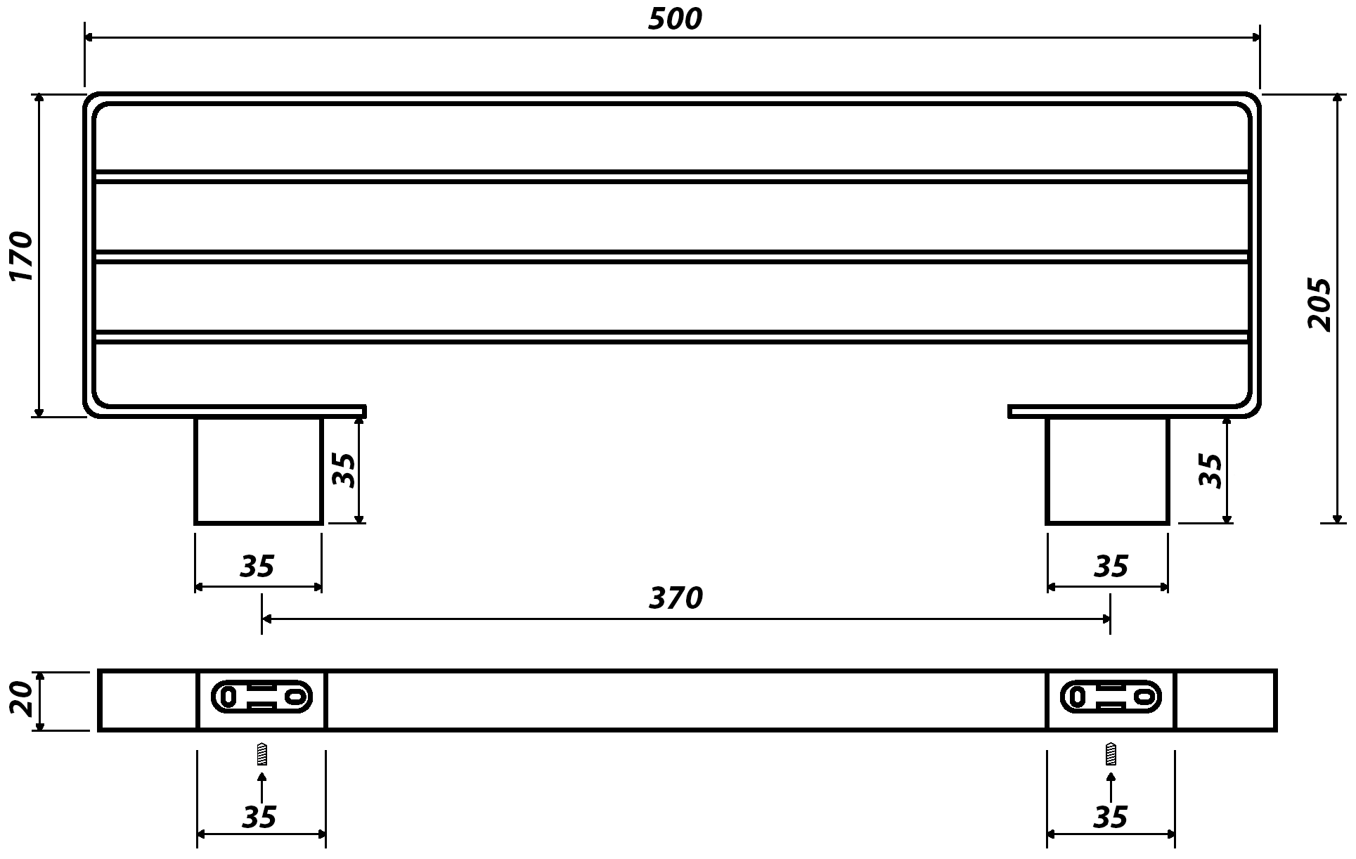 Bemeta Via 135002182 Полка для полотенец 500x205