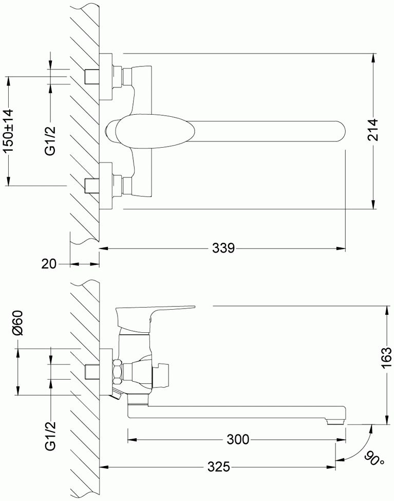 Lemark Nero LM0251C Смеситель для ванны с длинным изливом
