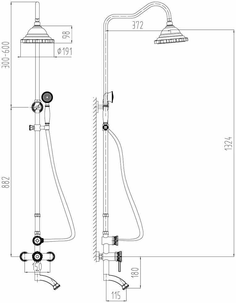 Lemark Jasmine LM6662ORB Душевая система для ванны