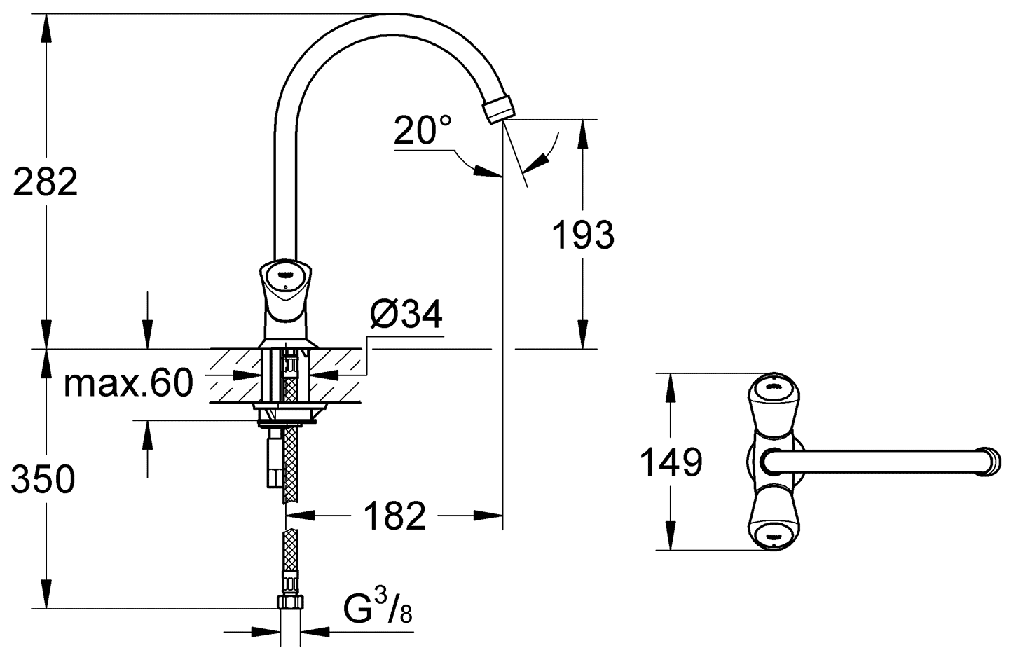 Grohe Costa S 31819 001 Смеситель кухонный